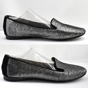 Donald J Pliner Dendasp Metallic Silver/Black Suede Flats - Women's Size 8.5 M